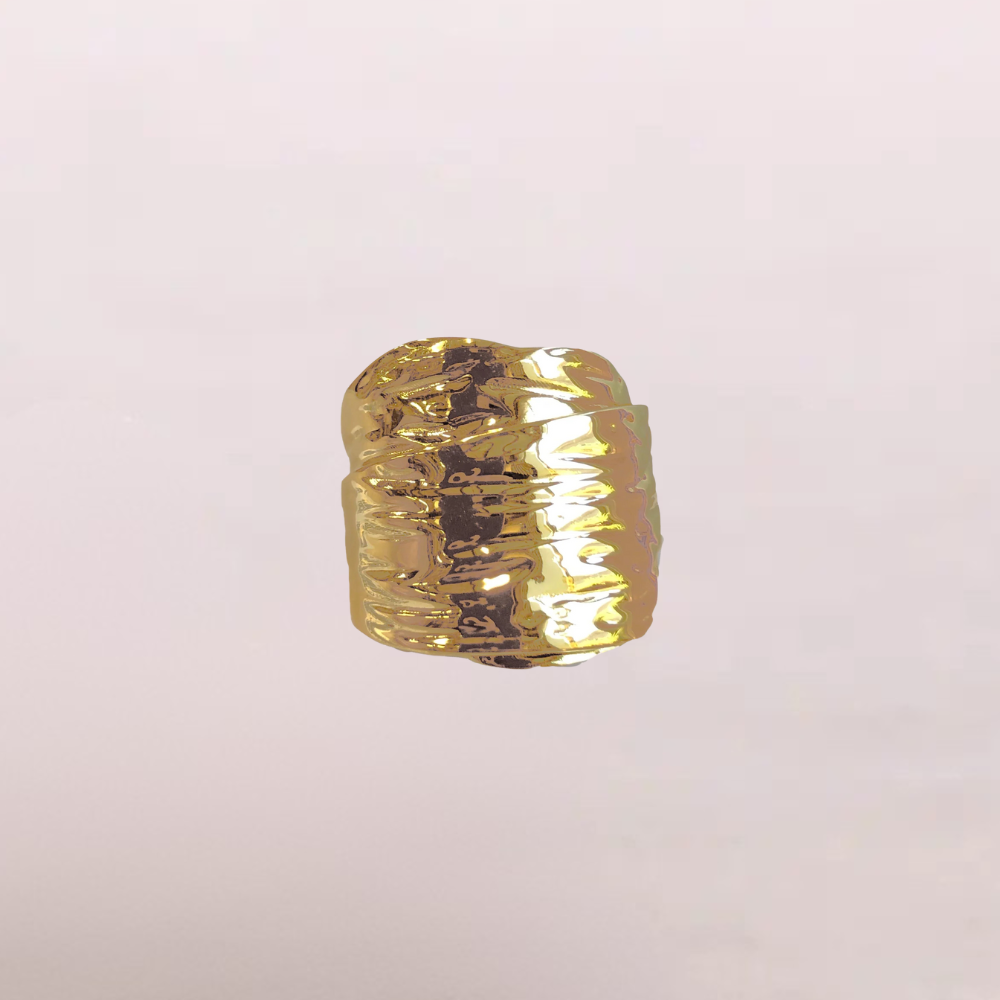 Anello dorato effetto martellato - Poseidone