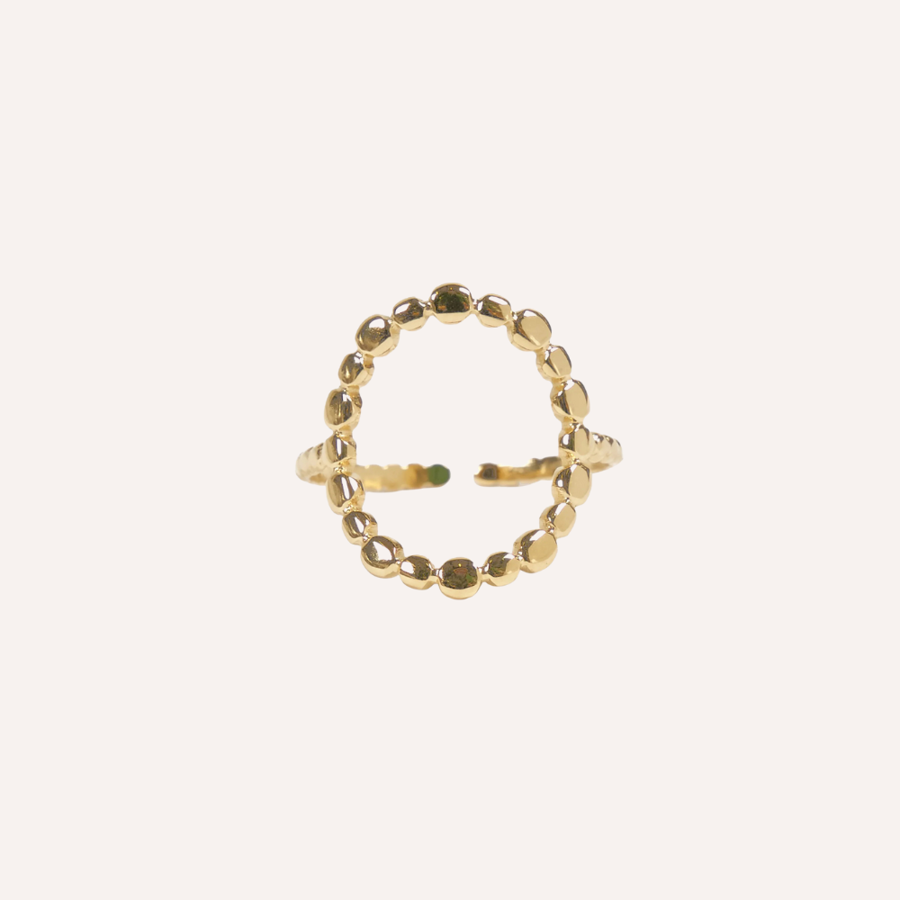 Anello dorato con cerchio traforato - Nido