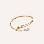 Bracciale aperto con perle e sfere – Bracciale Lyra