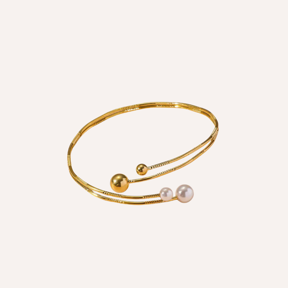Bracciale aperto con perle e sfere – Bracciale Lyra