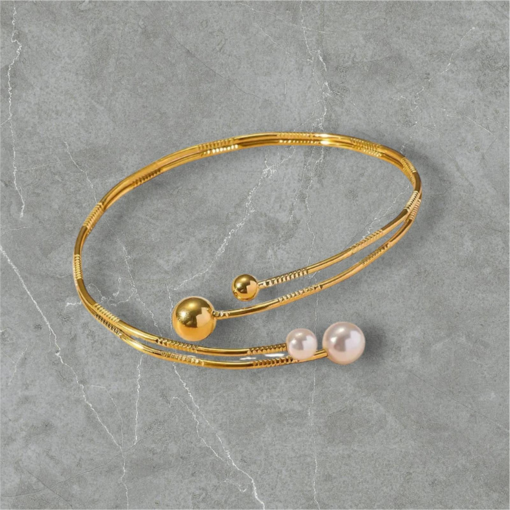 Bracciale aperto con perle e sfere – Bracciale Lyra