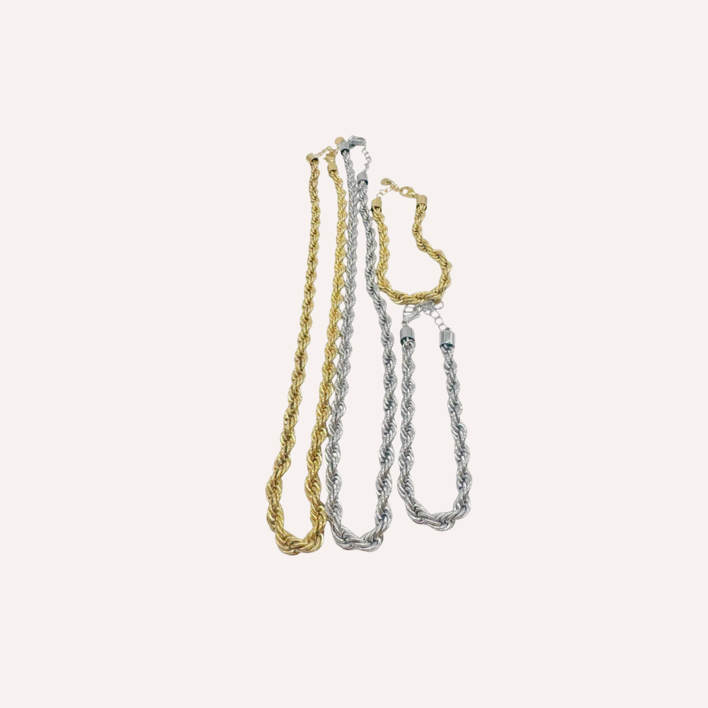 Collana a corda intrecciata in acciaio – Collana Corda