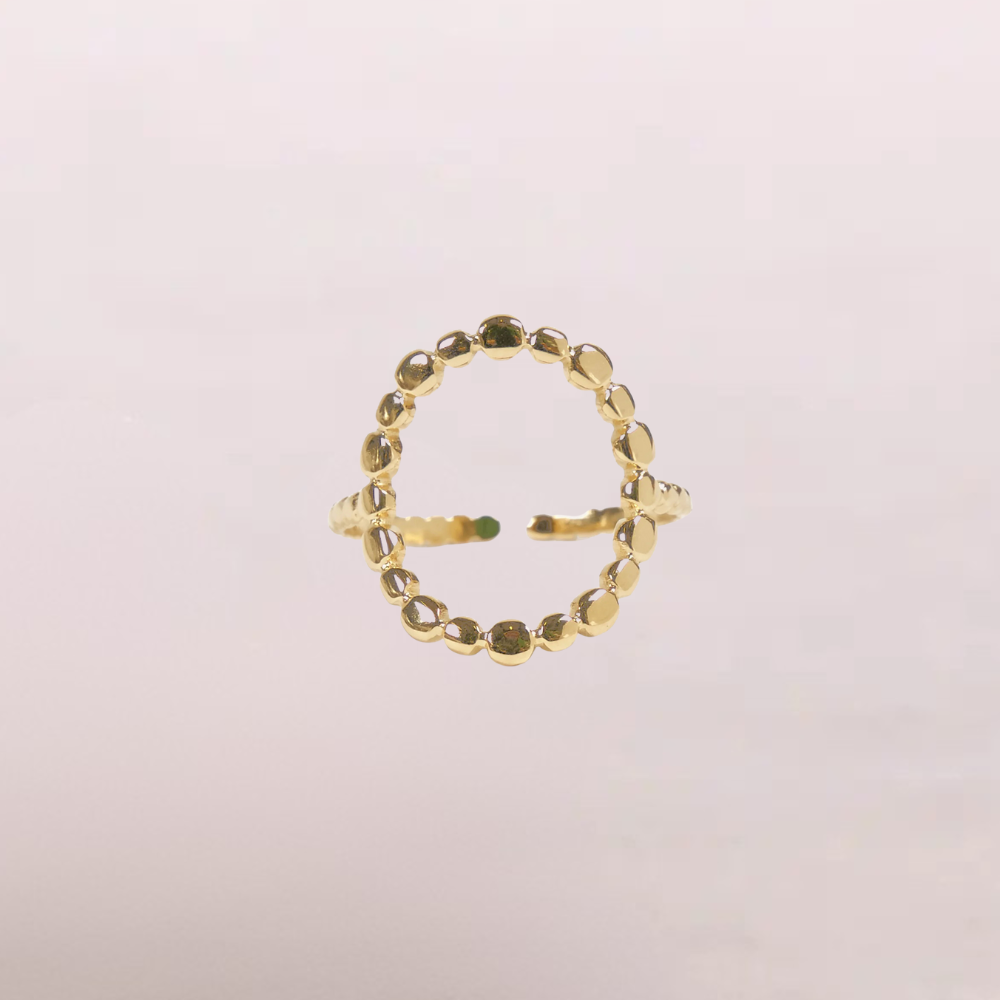 Anello dorato con cerchio traforato - Nido