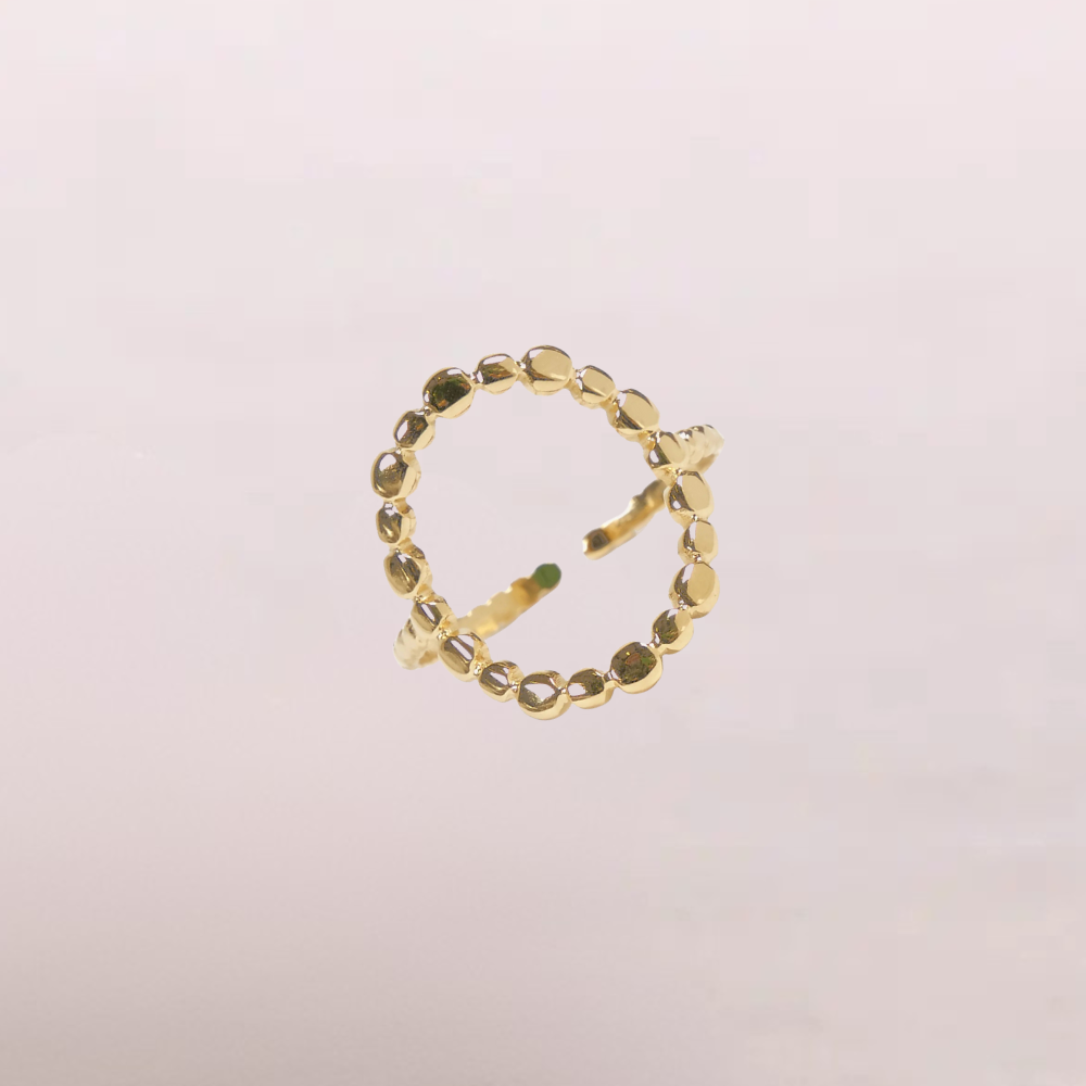 Anello dorato con cerchio traforato - Nido