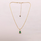 Collana con pendente verde e cristalli – Athena