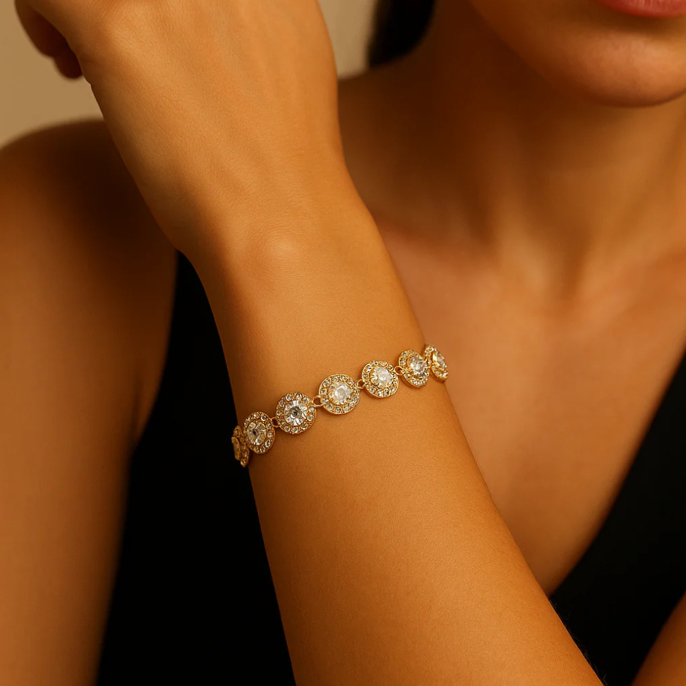 Bracciale con zirconi tondi incastonati – Bracciale Halo