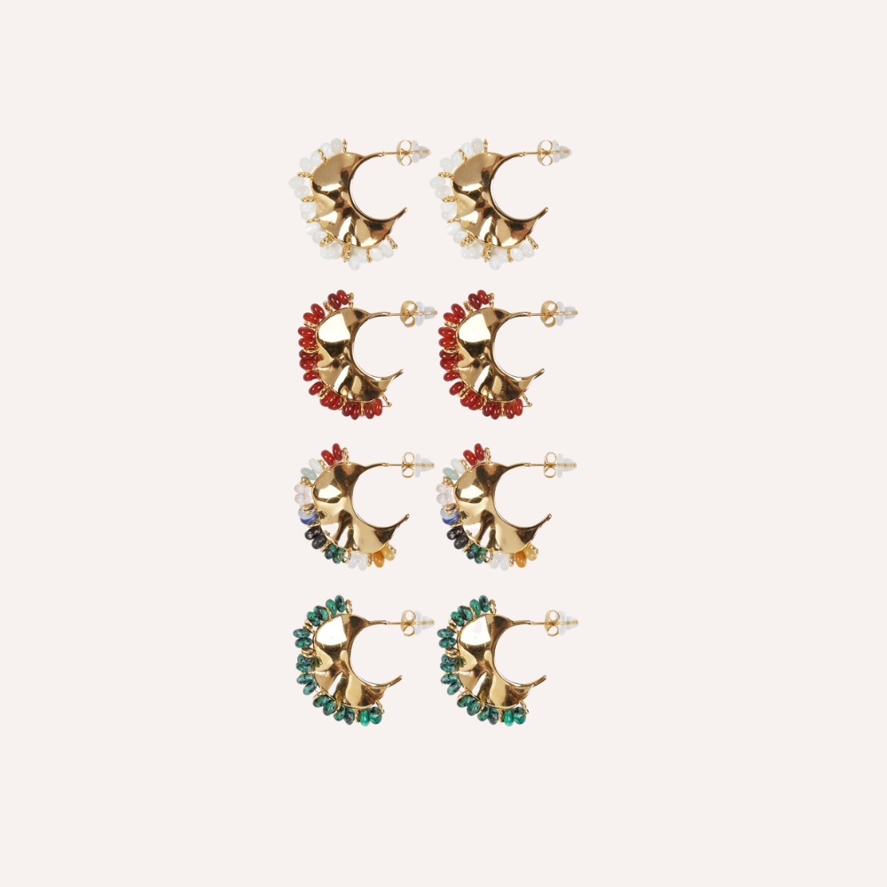 Orecchini a mezzaluna con pietre naturali – Corona