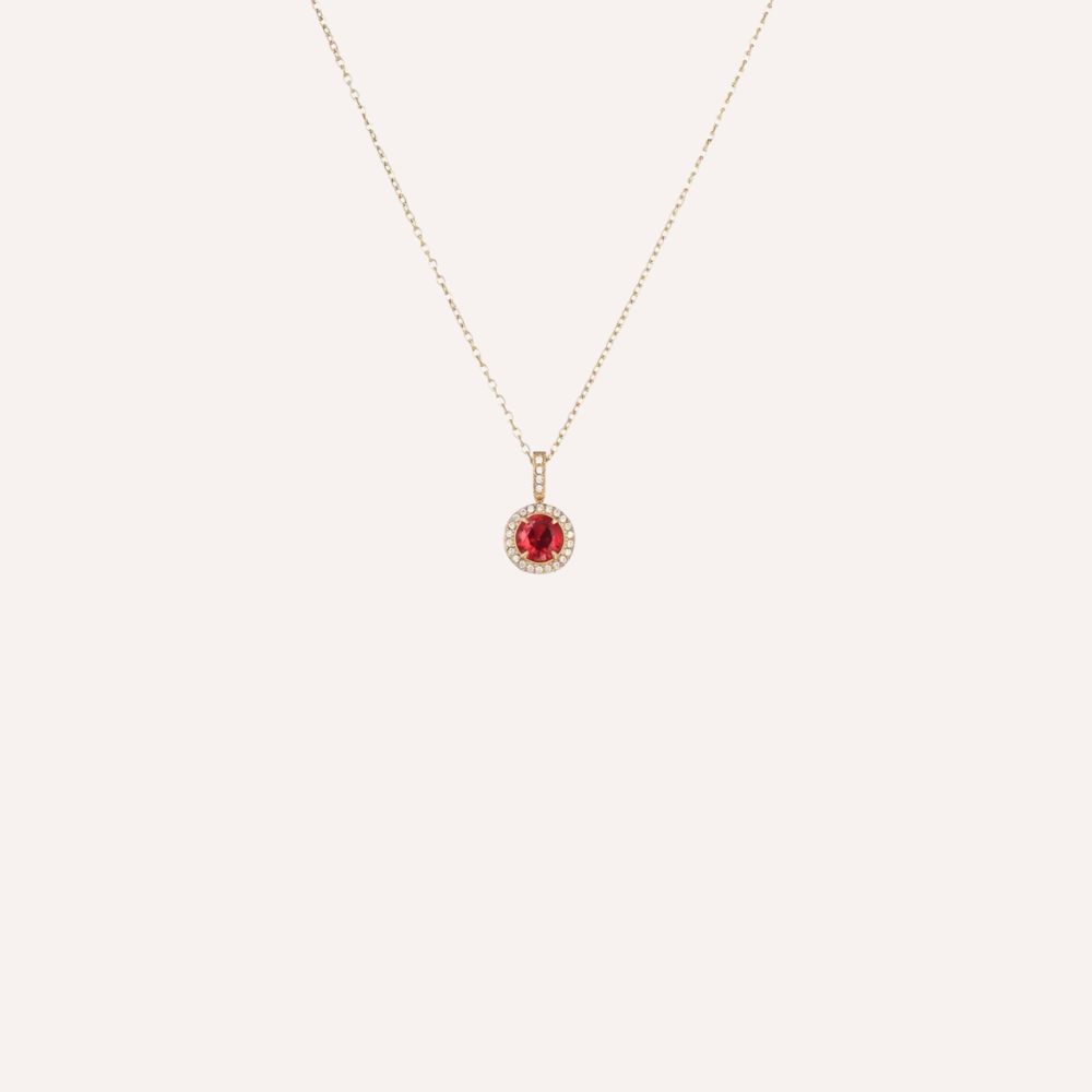 Collana con pendente tondo di zirconi colorati – Collana Zahra