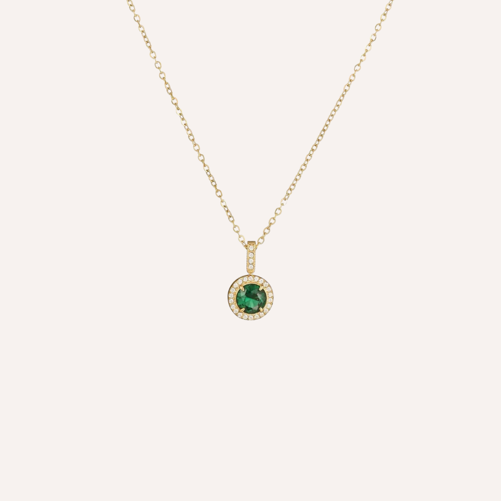 Collana con pendente tondo di zirconi colorati – Collana Zahra