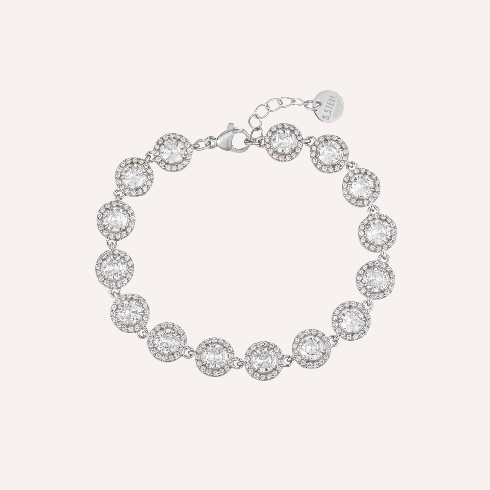 Bracciale con zirconi tondi incastonati – Bracciale Halo