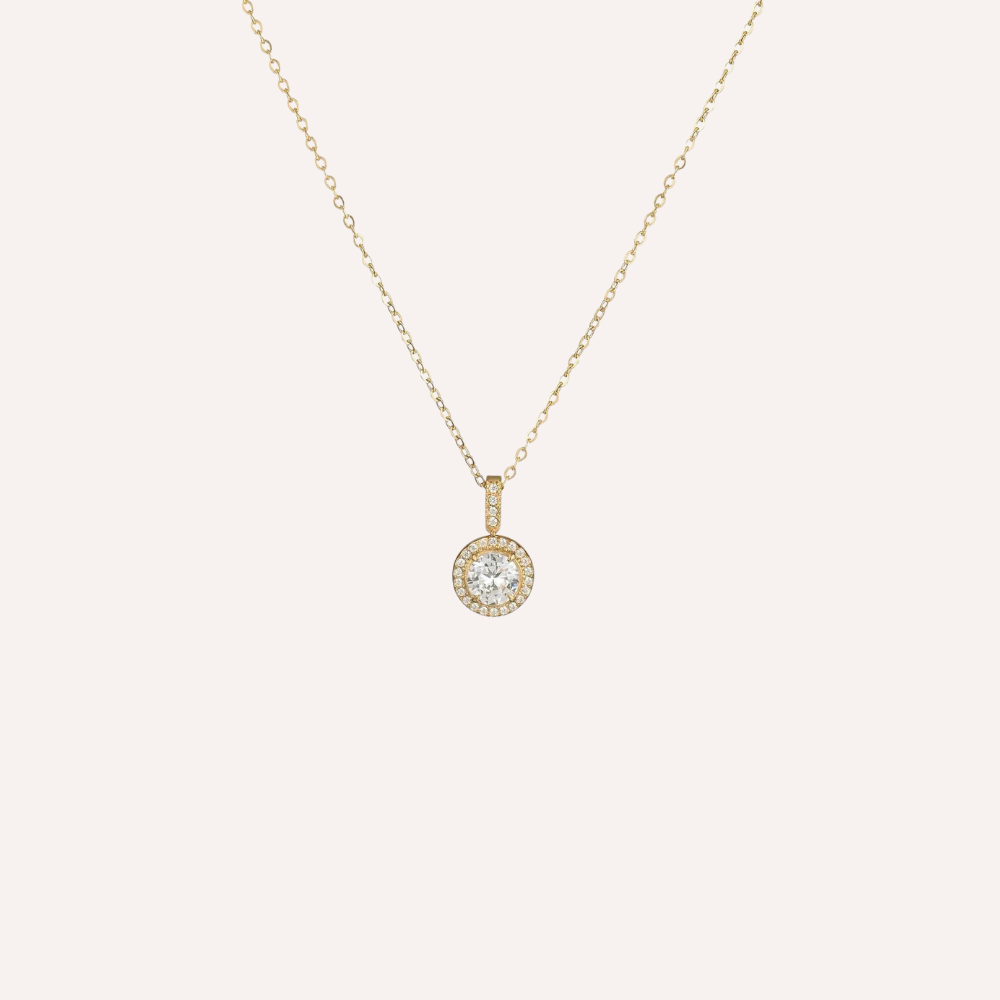 Collana con pendente tondo di zirconi colorati – Collana Zahra
