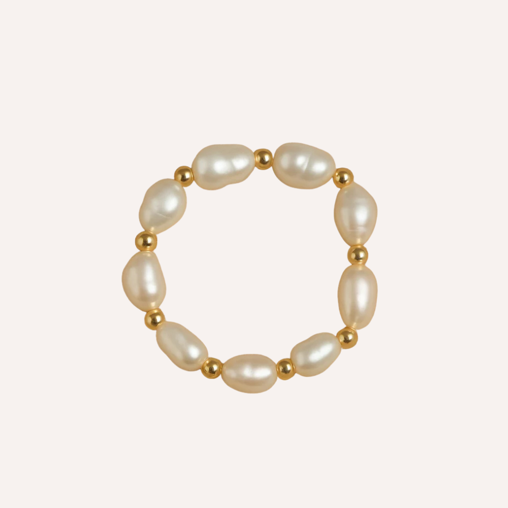 Anello con perle e sfere dorate – Grace