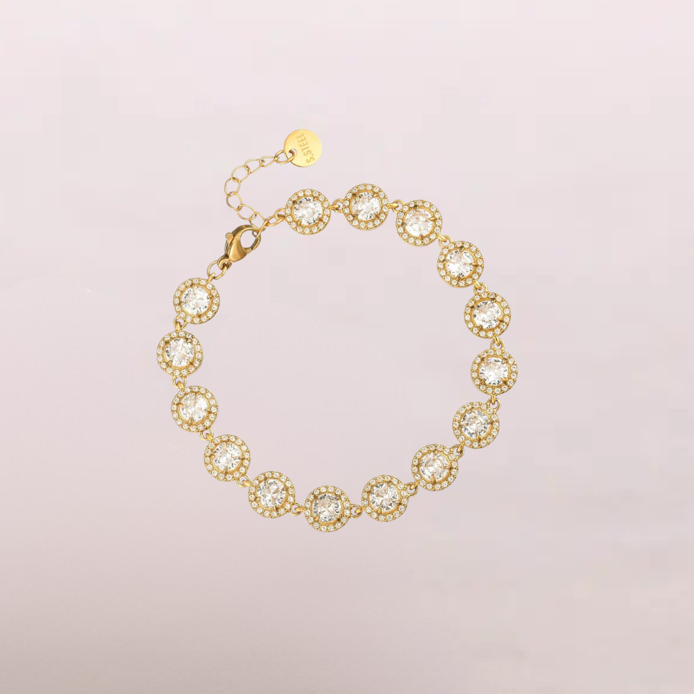 Bracciale con zirconi tondi incastonati – Bracciale Halo