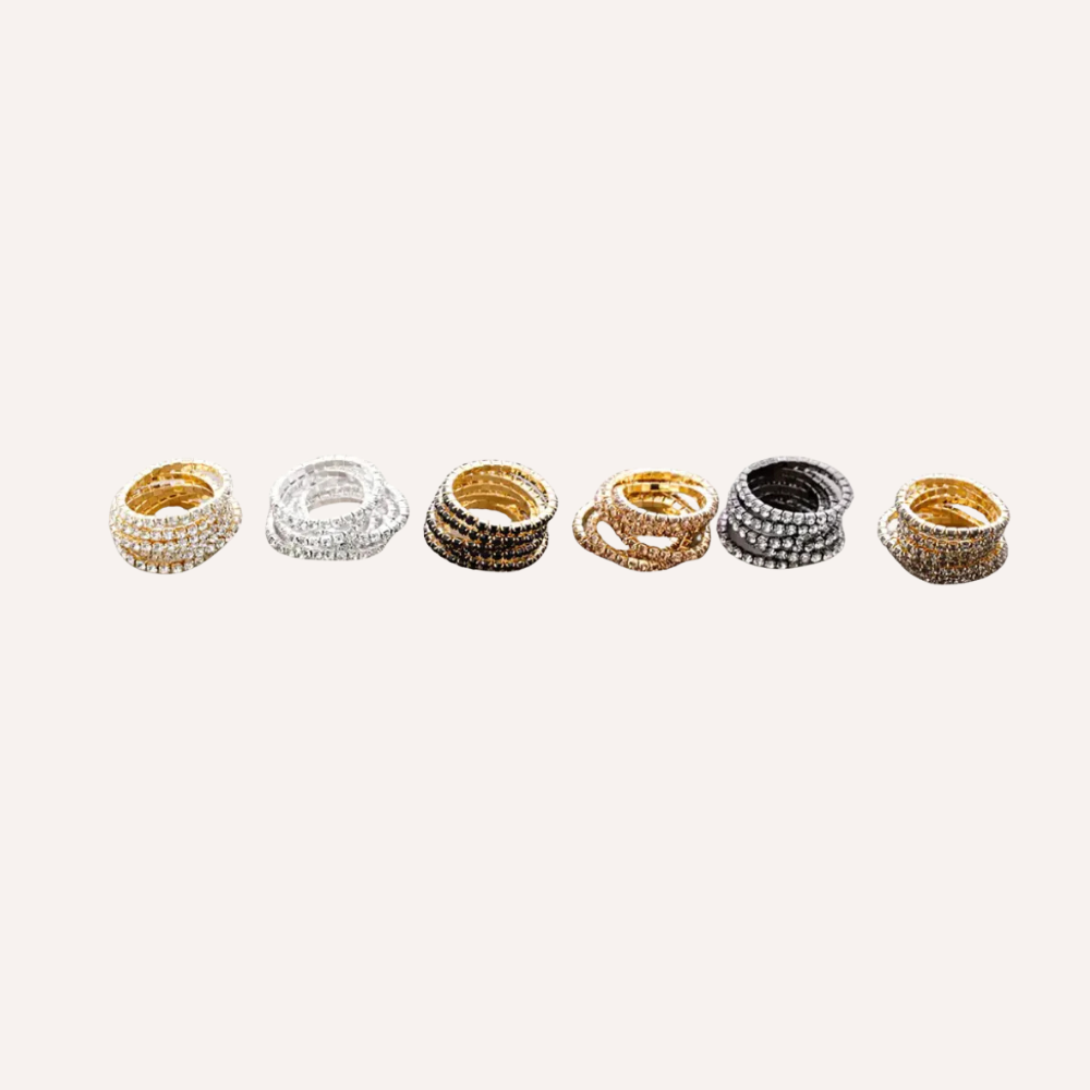 Set di anelli elastici con cristalli – Anelli Spark