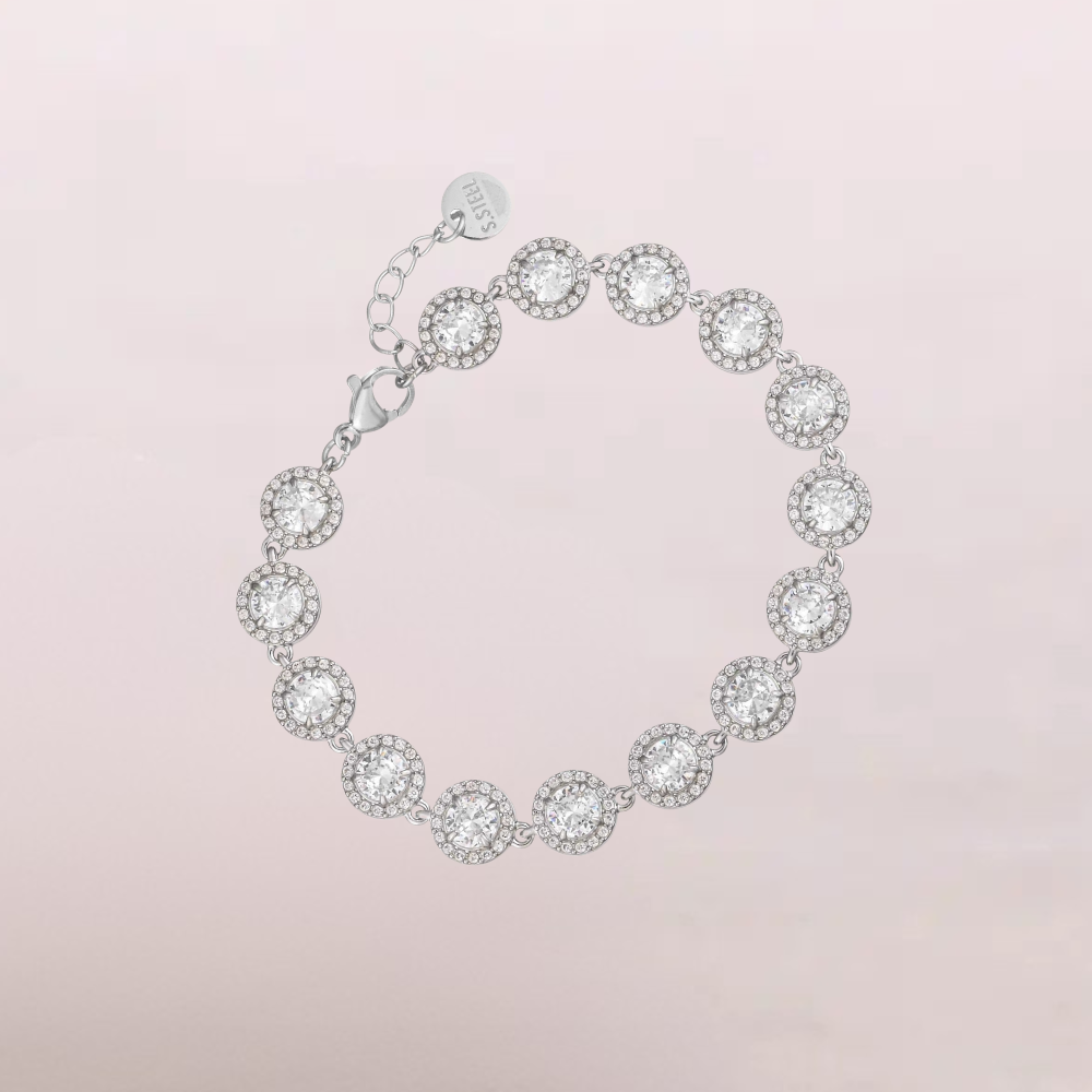 Bracciale con zirconi tondi incastonati – Bracciale Halo