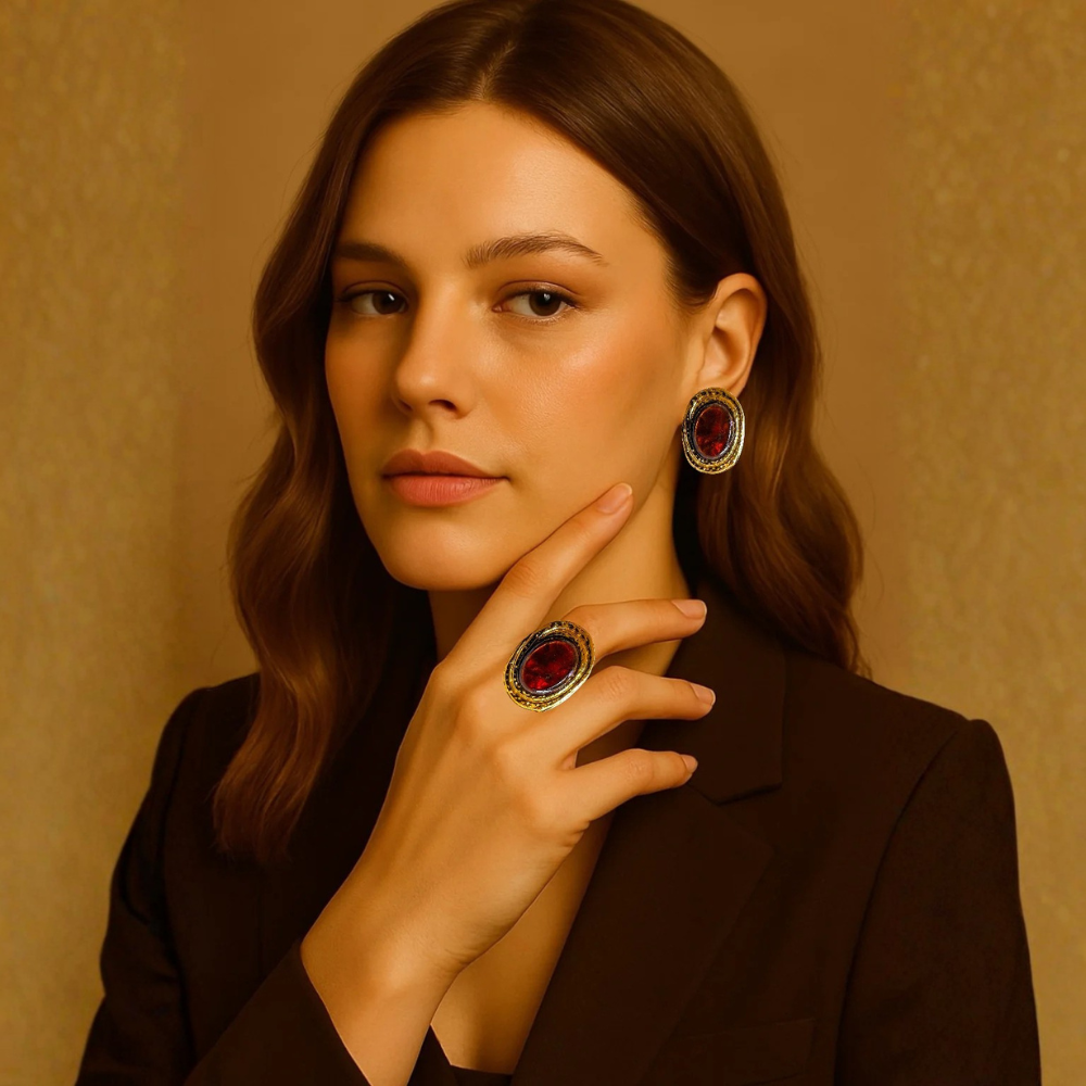 Anello con pietra effetto cabochon – Vintage Gem