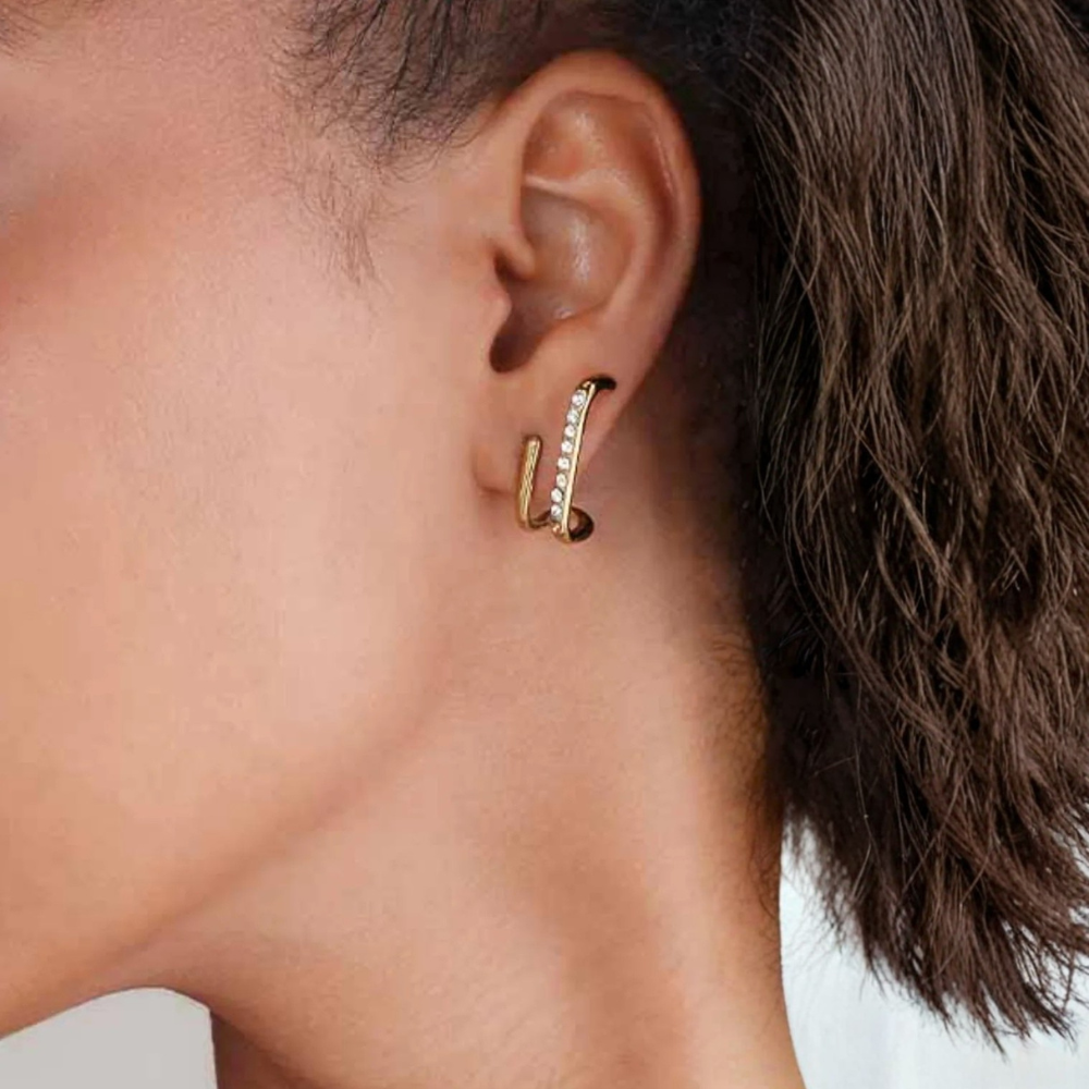 Orecchini dorati con cristalli lineari – Orecchini Vega