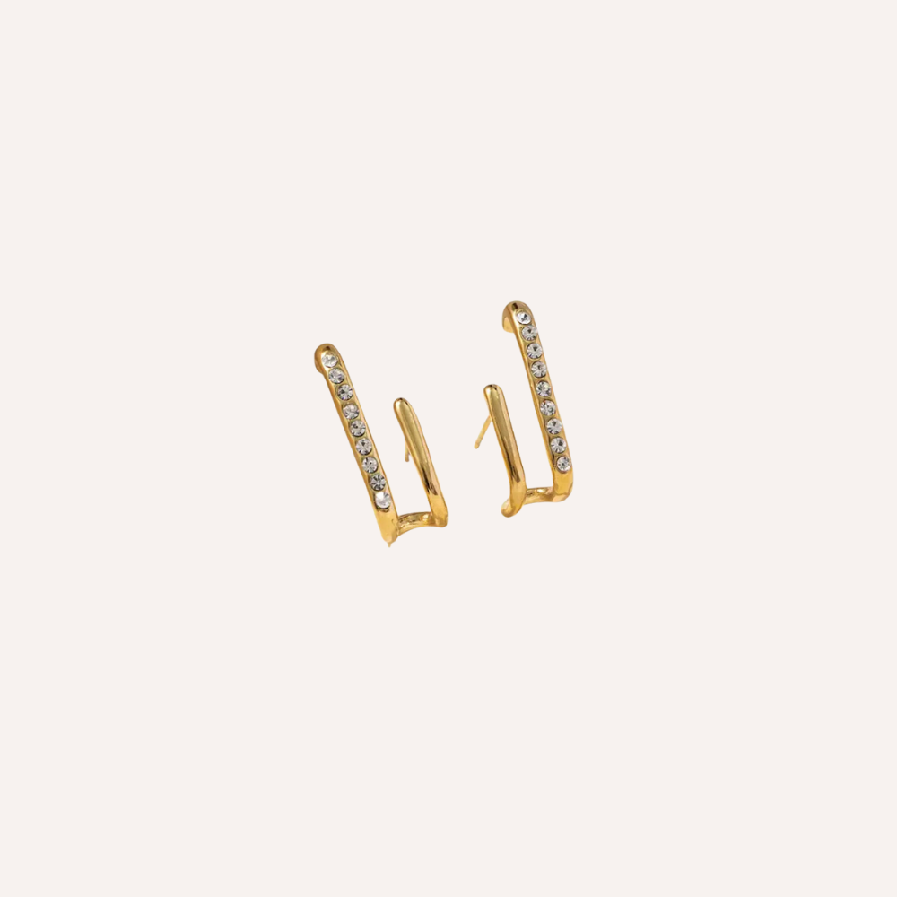 Orecchini dorati con cristalli lineari – Orecchini Vega