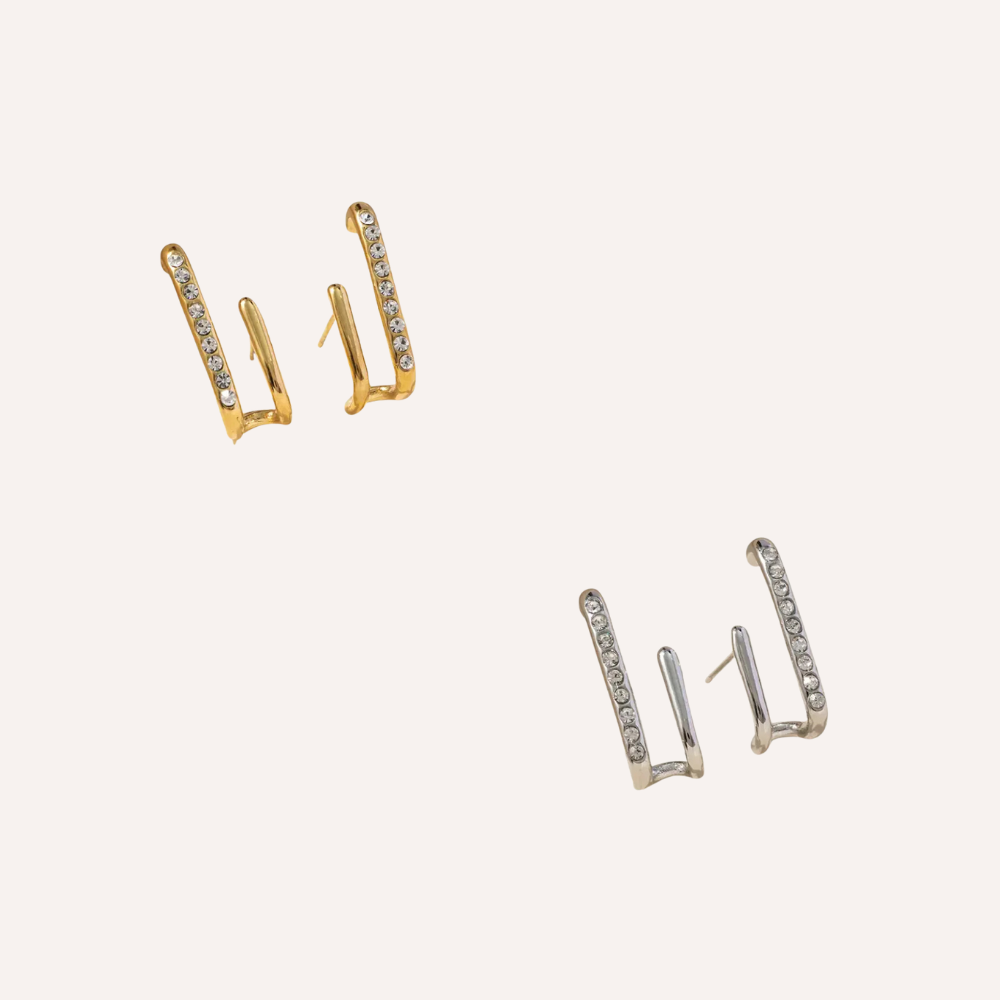 Orecchini dorati con cristalli lineari – Orecchini Vega