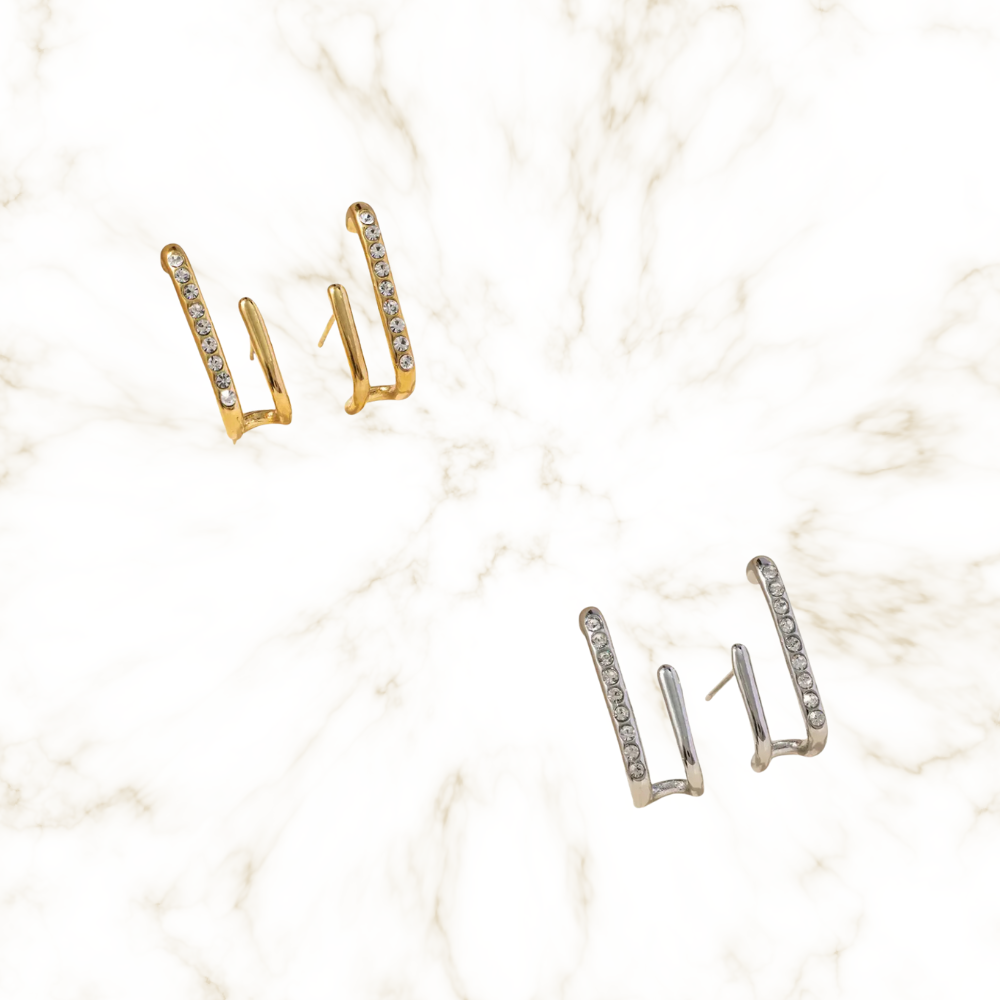 Orecchini dorati con cristalli lineari – Orecchini Vega