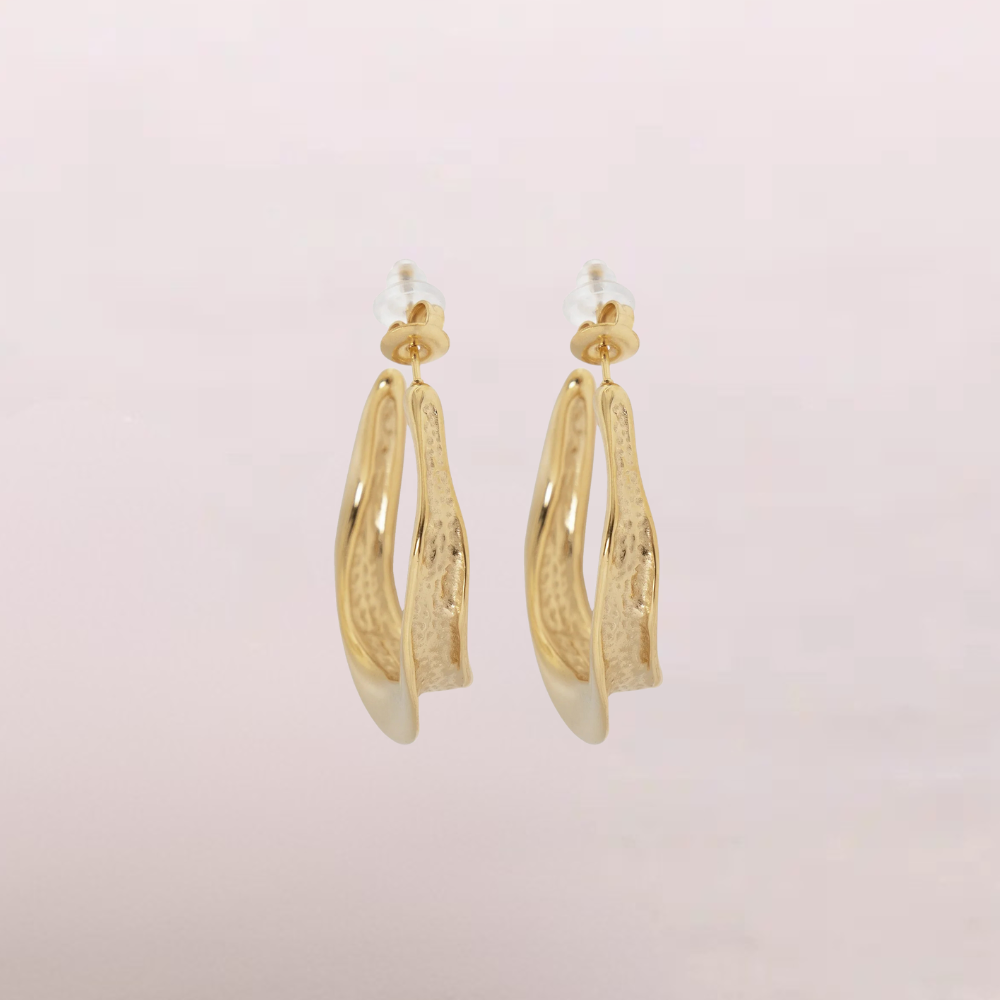 Orecchini doppi a onda martellata – Armonia