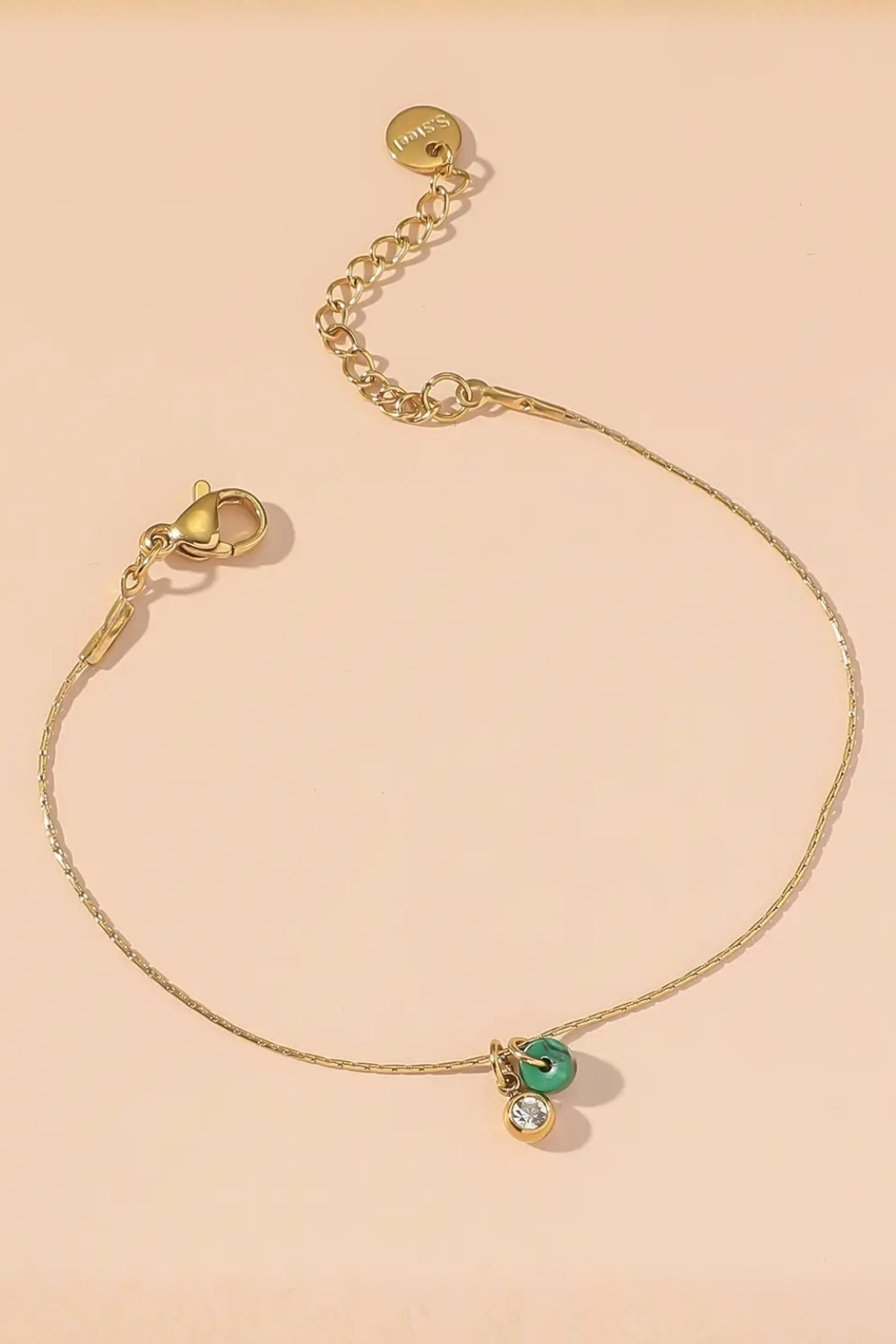 Set di bracciali dorati con ciondoli verdi – Set Lucky Charm