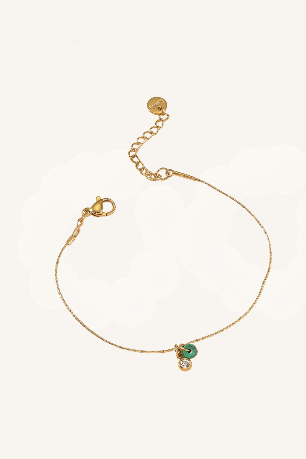 Set di bracciali dorati con ciondoli verdi – Set Lucky Charm