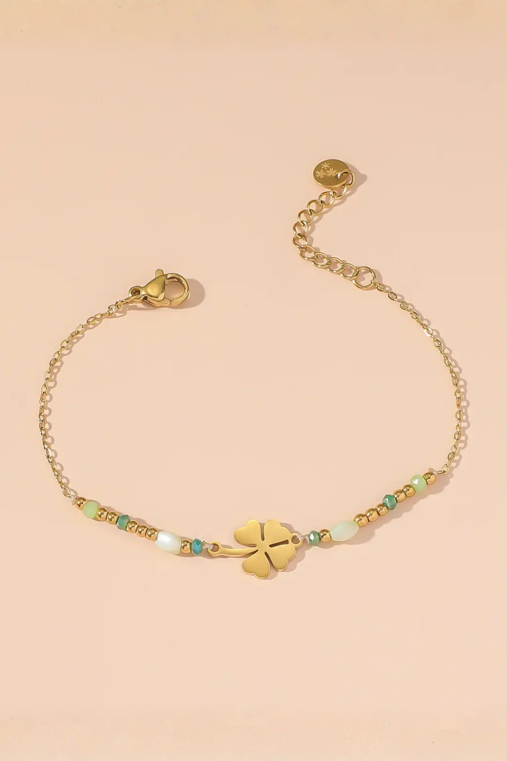 Set di bracciali dorati con ciondoli verdi – Set Lucky Charm