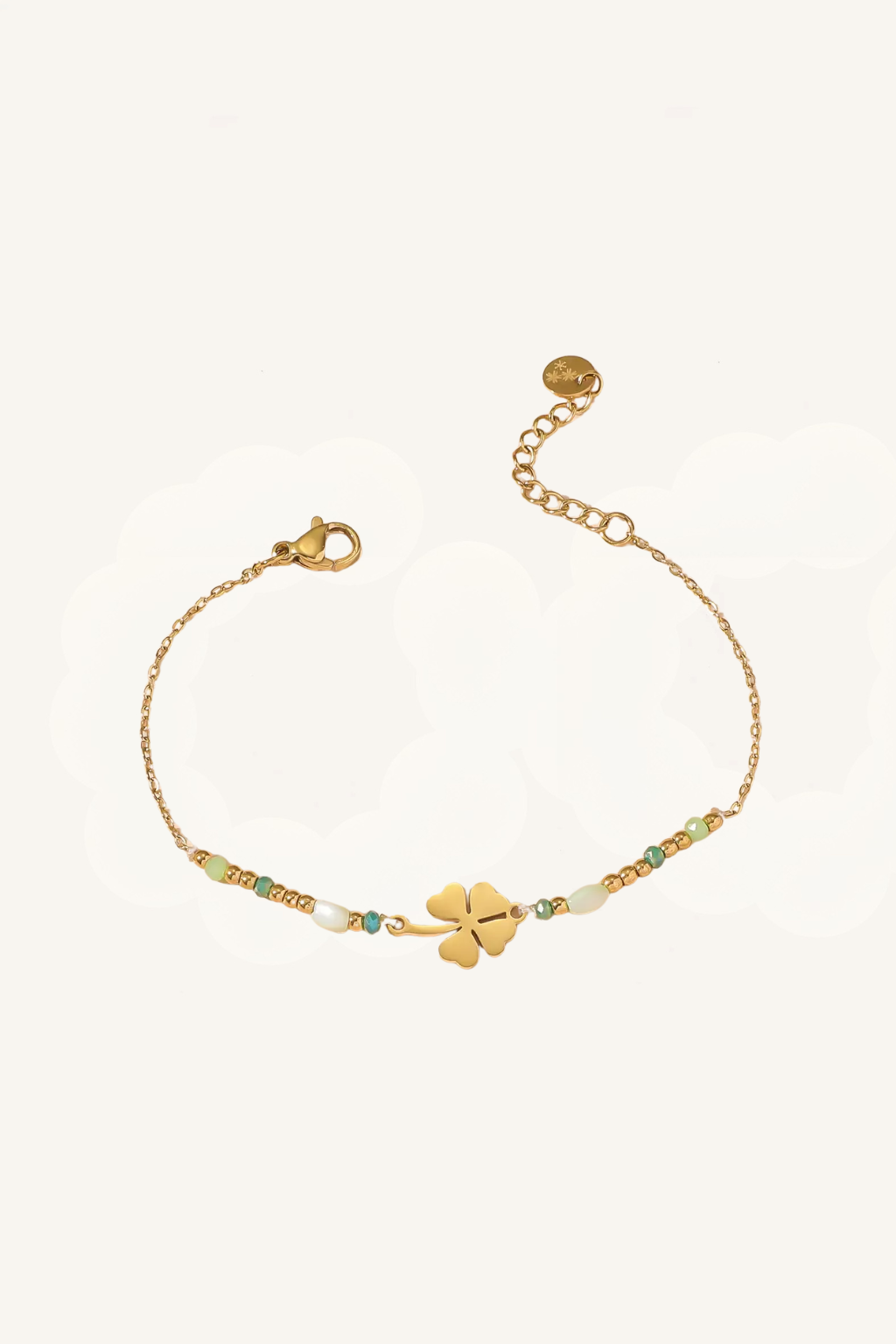 Set di bracciali dorati con ciondoli verdi – Set Lucky Charm