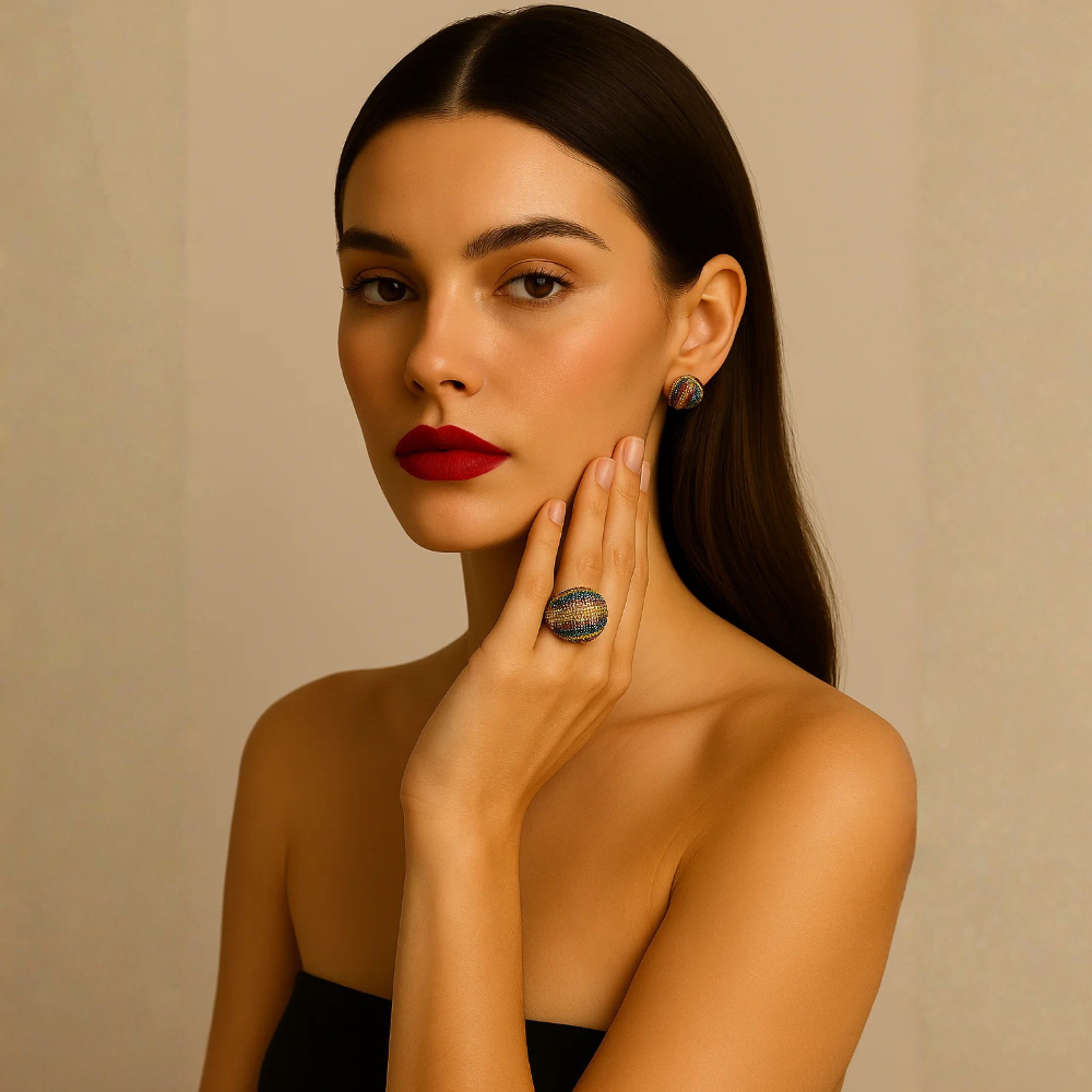 Anello regolabile con cristalli multicolor – Anello Rayo