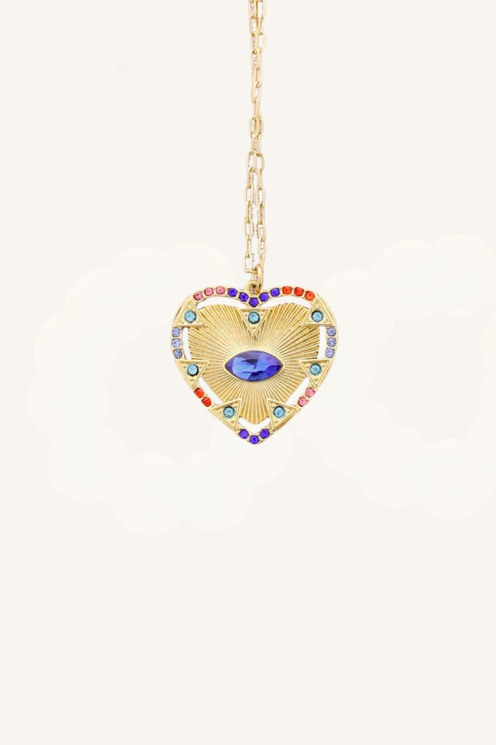 Collana con pendente a cuore e cristalli colorati – Collana Rainbow Heart