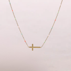 Collana con croce orizzontale e perline colorate – Eterea