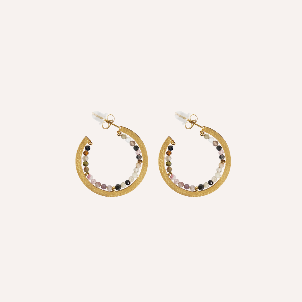 Orecchini a cerchio con pietre naturali – Iride