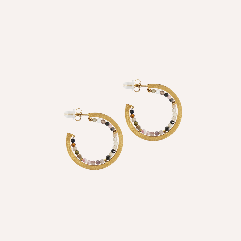 Orecchini a cerchio con pietre naturali – Iride
