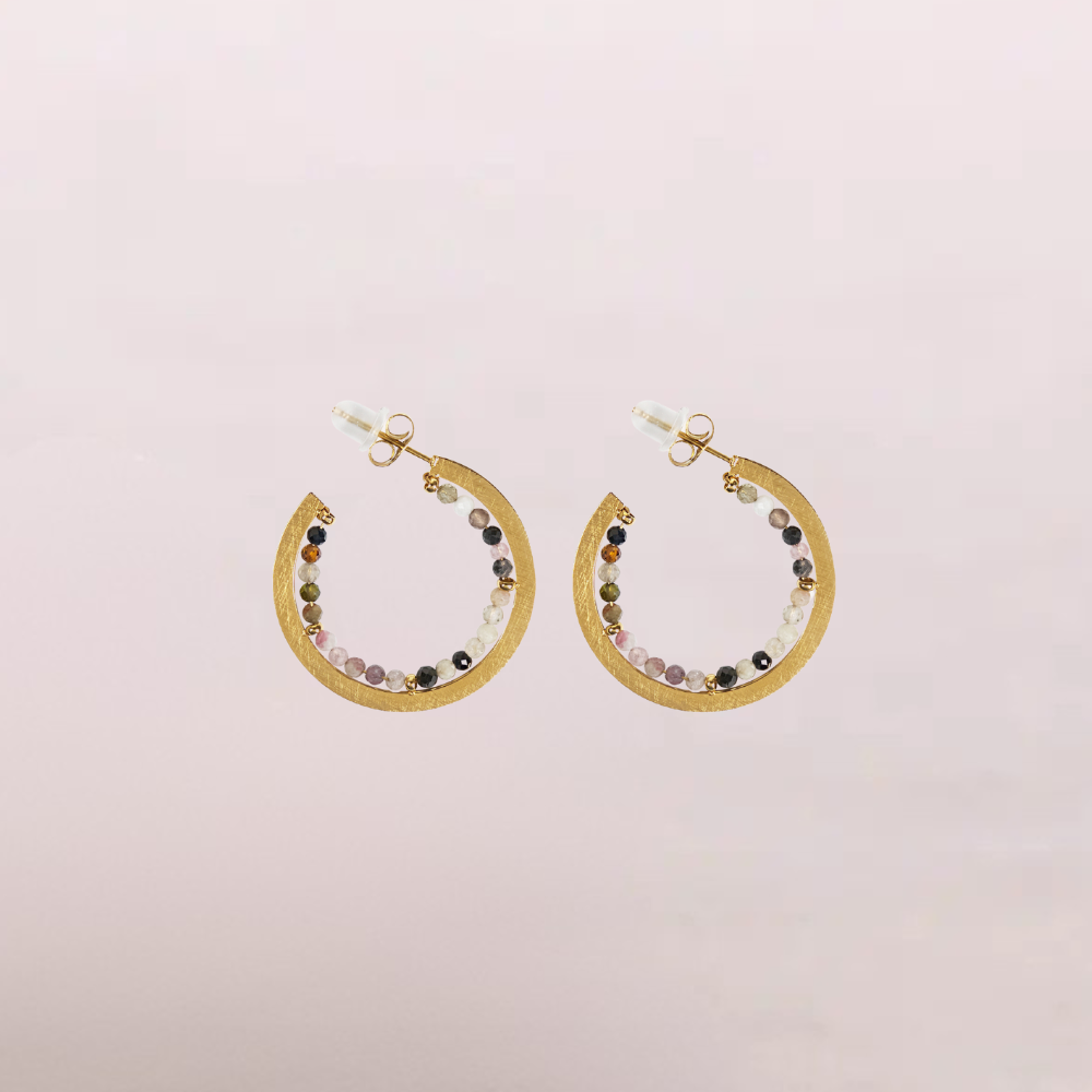 Orecchini a cerchio con pietre naturali – Iride