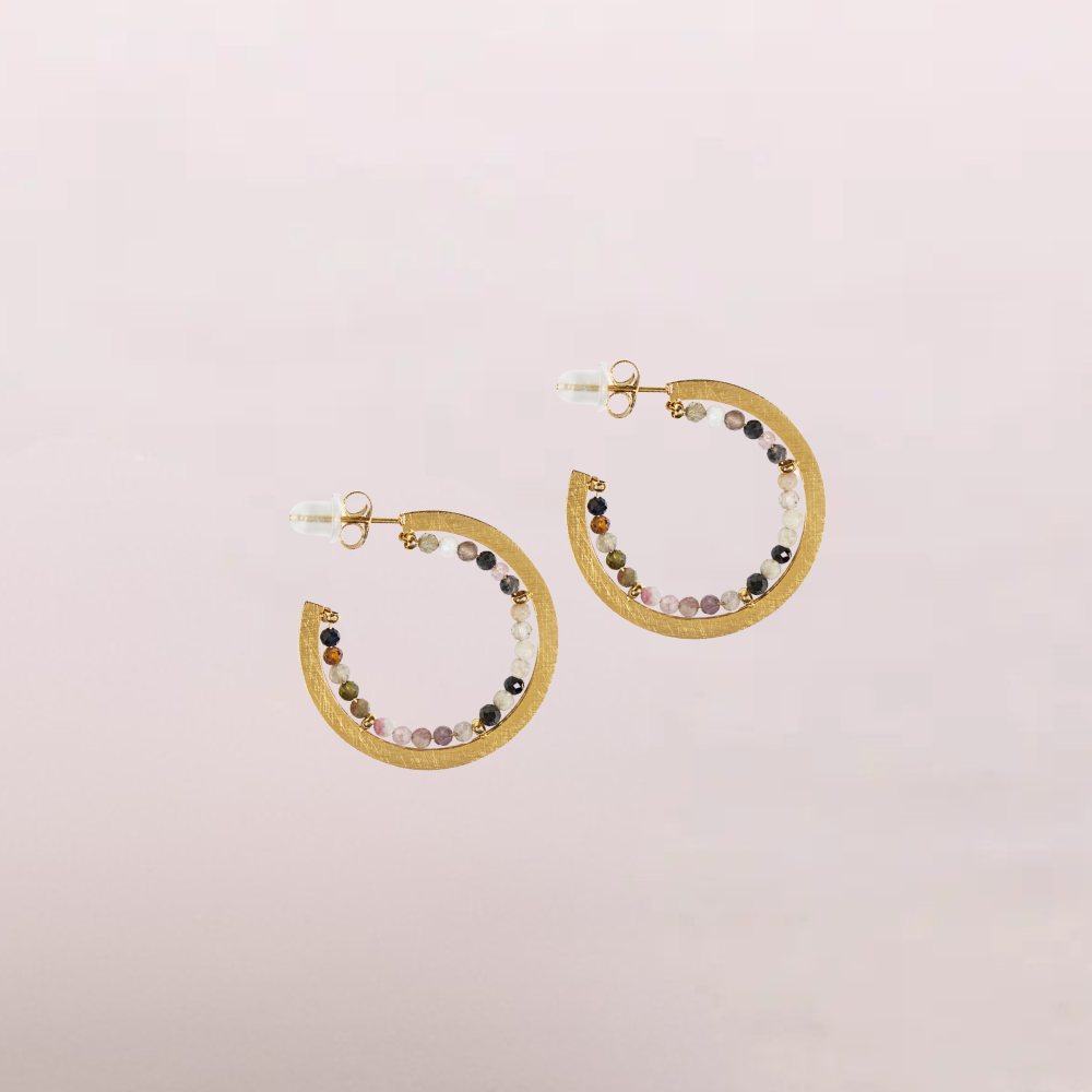 Orecchini a cerchio con pietre naturali – Iride