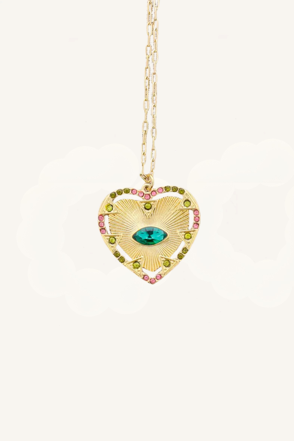 Collana con pendente a cuore e cristalli colorati – Collana Rainbow Heart