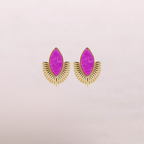 Orecchini con pietra fucsia e dettaglio raggiera – Nova