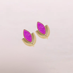 Orecchini con pietra fucsia e dettaglio raggiera – Nova