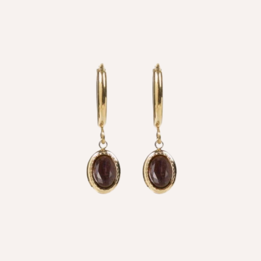 Orecchini con pietra ovale pendente – Maia