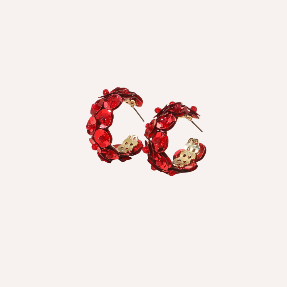 Orecchini a cerchio con cristalli rossi – Orecchini Scarlet