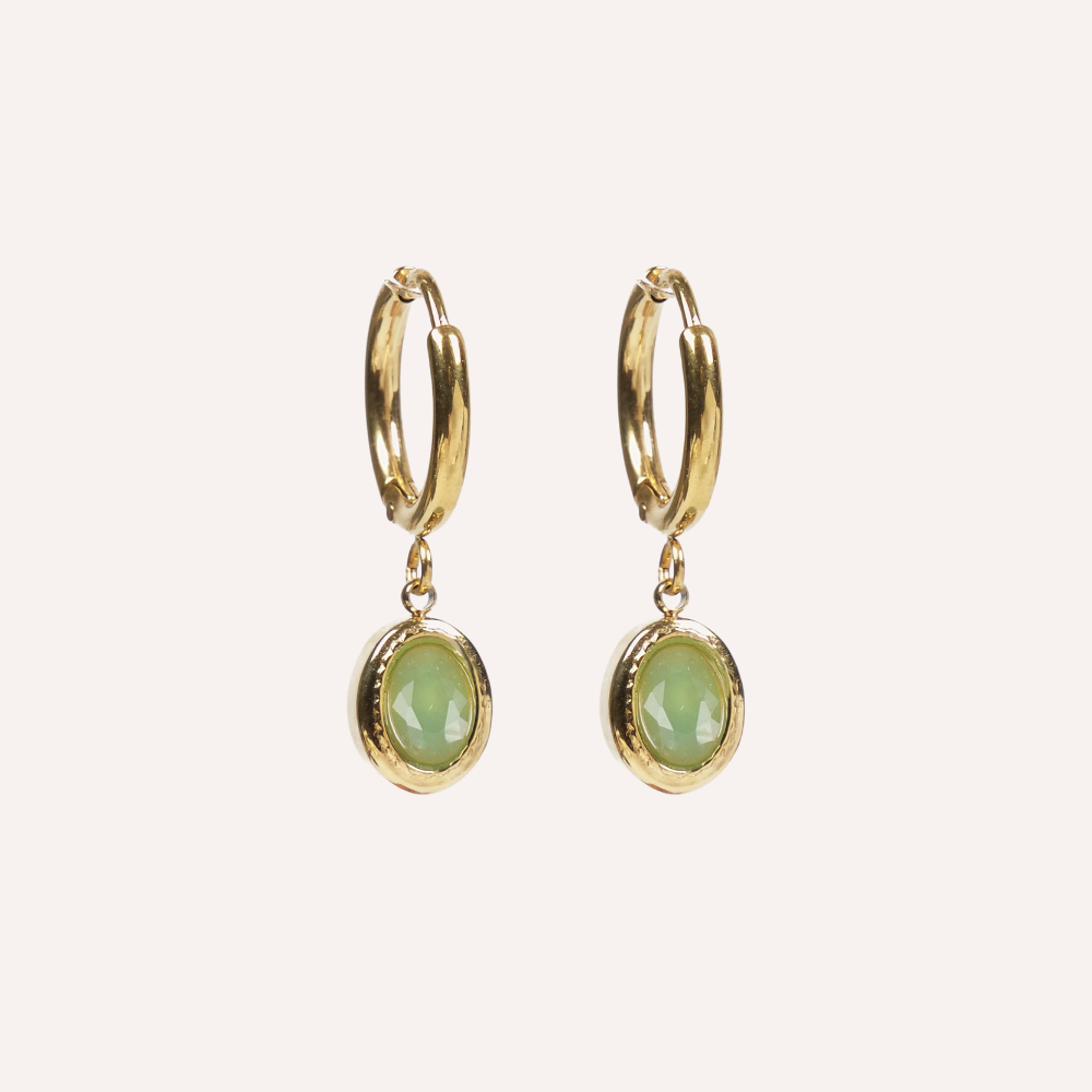 Orecchini con pietra ovale pendente – Maia