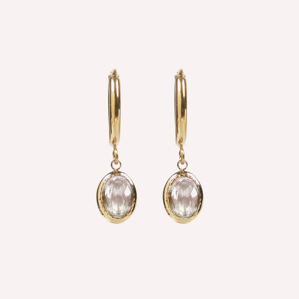 Orecchini con pietra ovale pendente – Maia