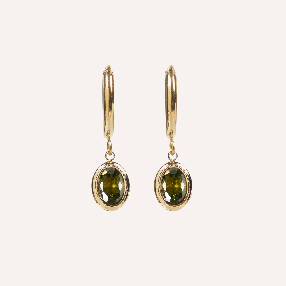 Orecchini con pietra ovale pendente – Maia
