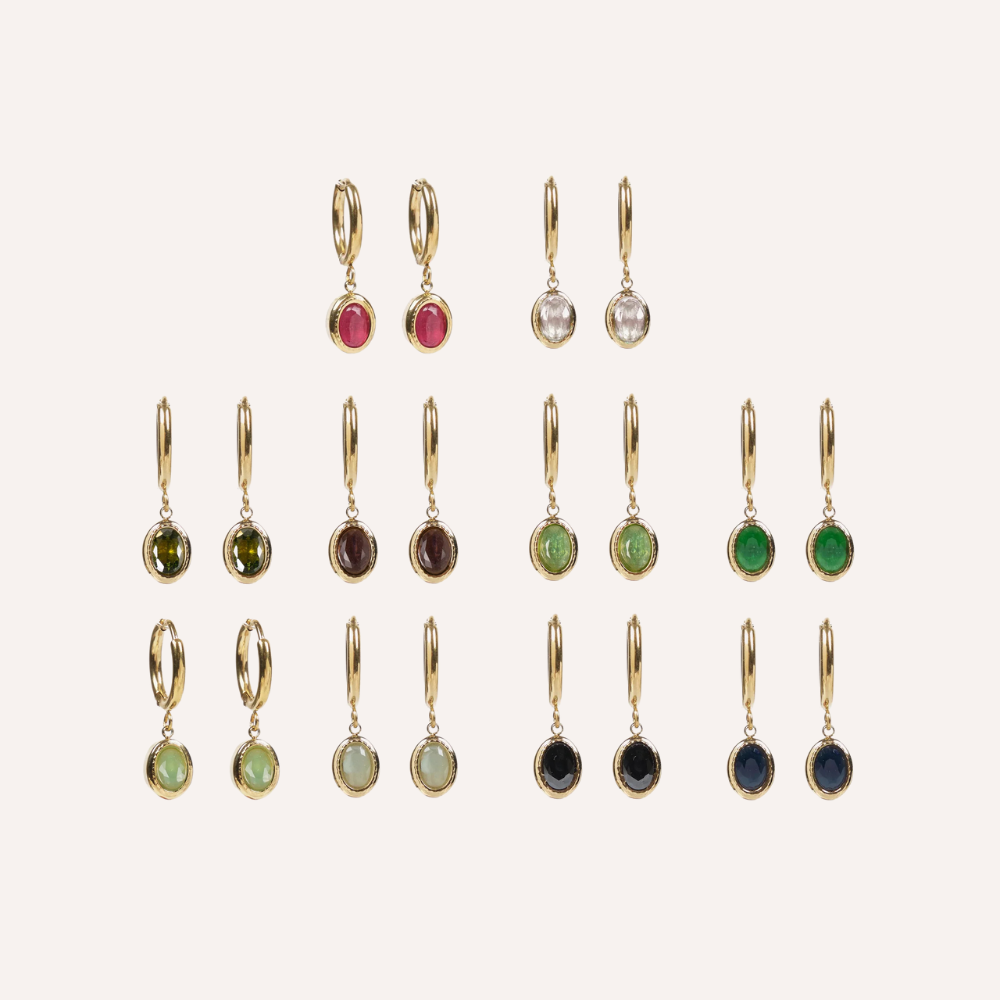 Orecchini con pietra ovale pendente – Maia