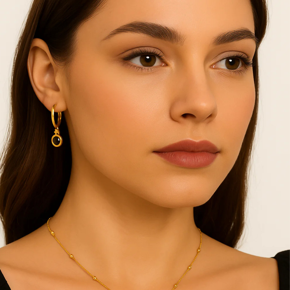 Orecchini con pietra ovale pendente – Maia