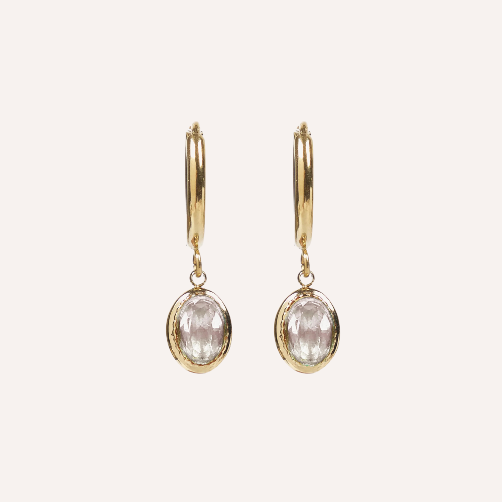 Orecchini con pietra ovale pendente – Maia