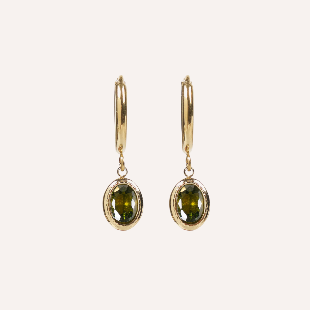 Orecchini con pietra ovale pendente – Maia