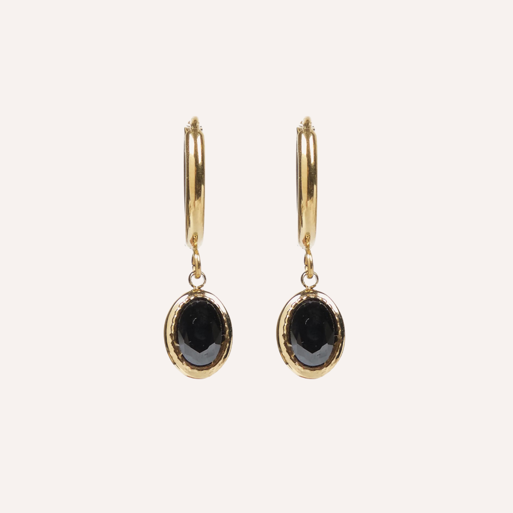 Orecchini con pietra ovale pendente – Maia