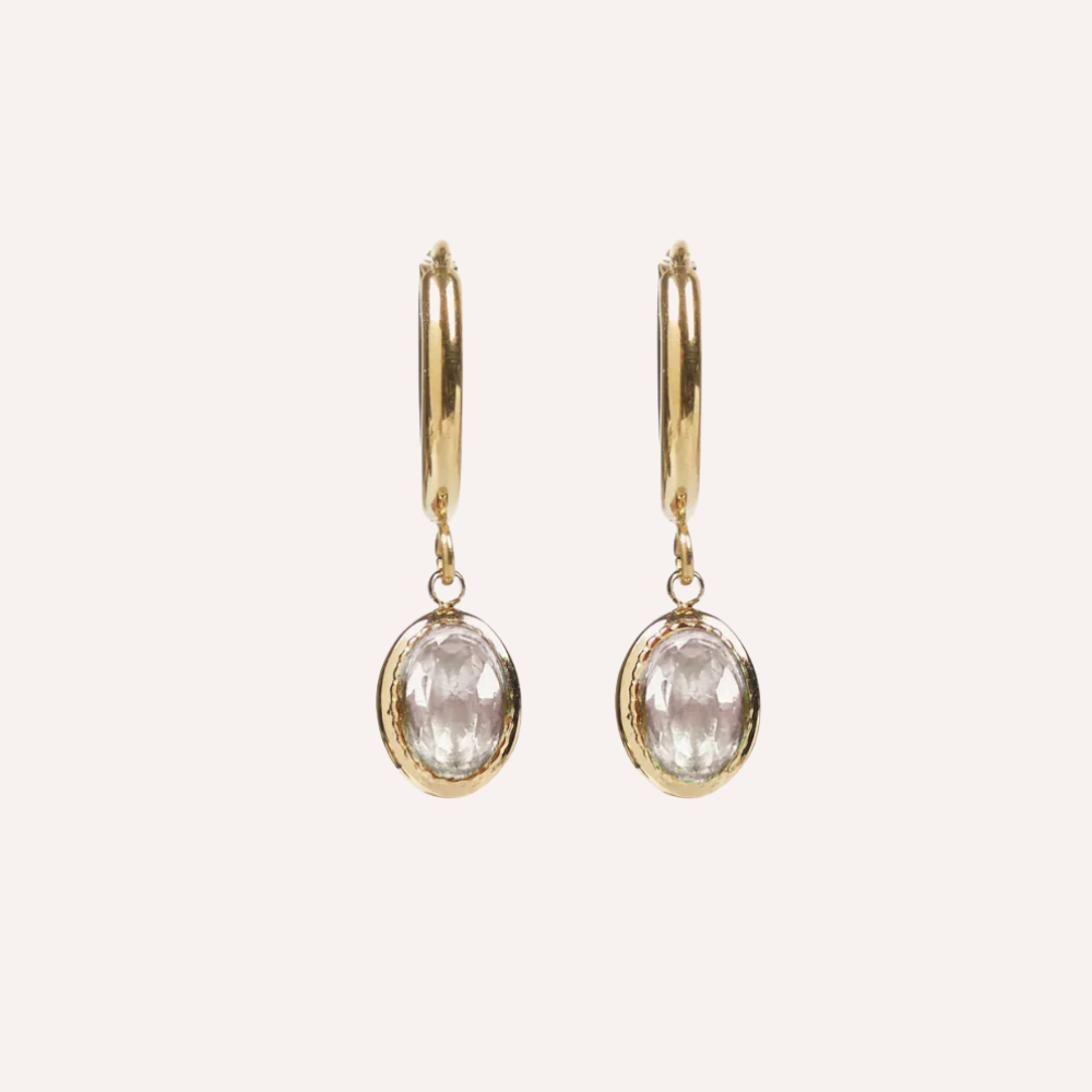 Orecchini con pietra ovale pendente – Maia